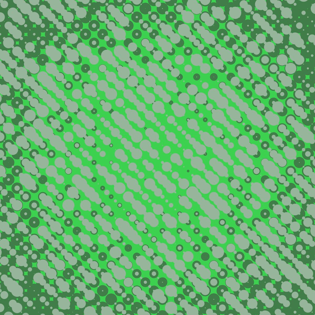 An abstract pattern of grey and dark green dots on a light green background